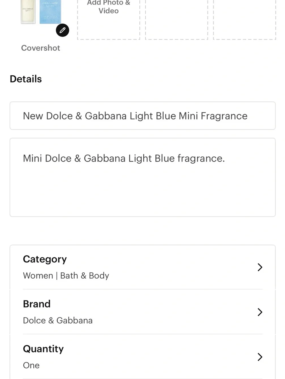 New Dolce & Gabbana Mini Fragrance